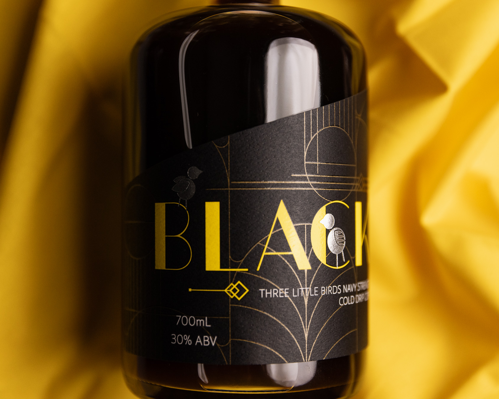 Blackbird gin bottle from Three Little Birds Distillery